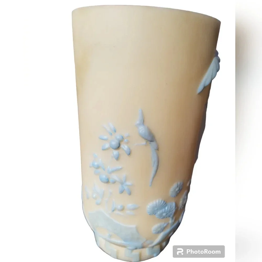 FENTON HANDPAINTED VINTAGE BURMESE ORIENTAL STYLE  SIGNED VASE